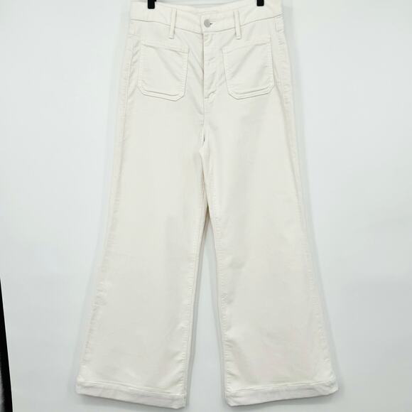 MOTHER The Patch Pocket Roller Skimp Corduroy Flare Jeans Sz 29 Chalk Ivory $248 - Picture 4 of 16